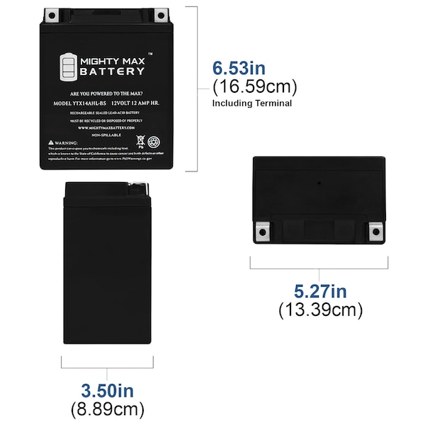 YTX14AHL Replacement Battery For KMG YTX14AHL-BS